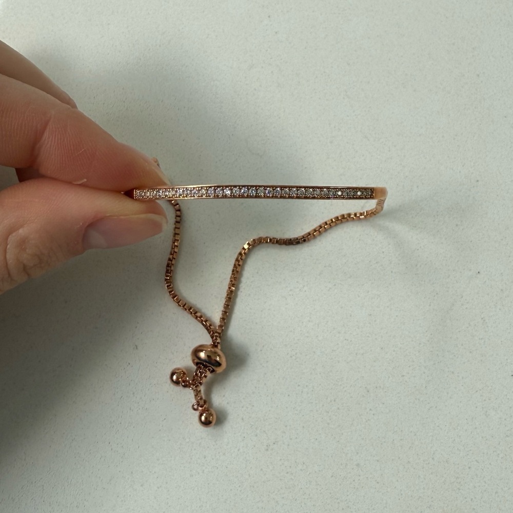 Rose Gold Bar Bracelet with Crystals